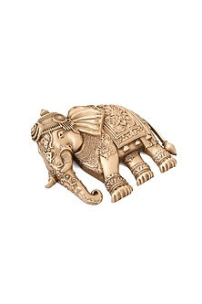 Oxidised Antique Gold Royal Maharaja Elephant Brooch