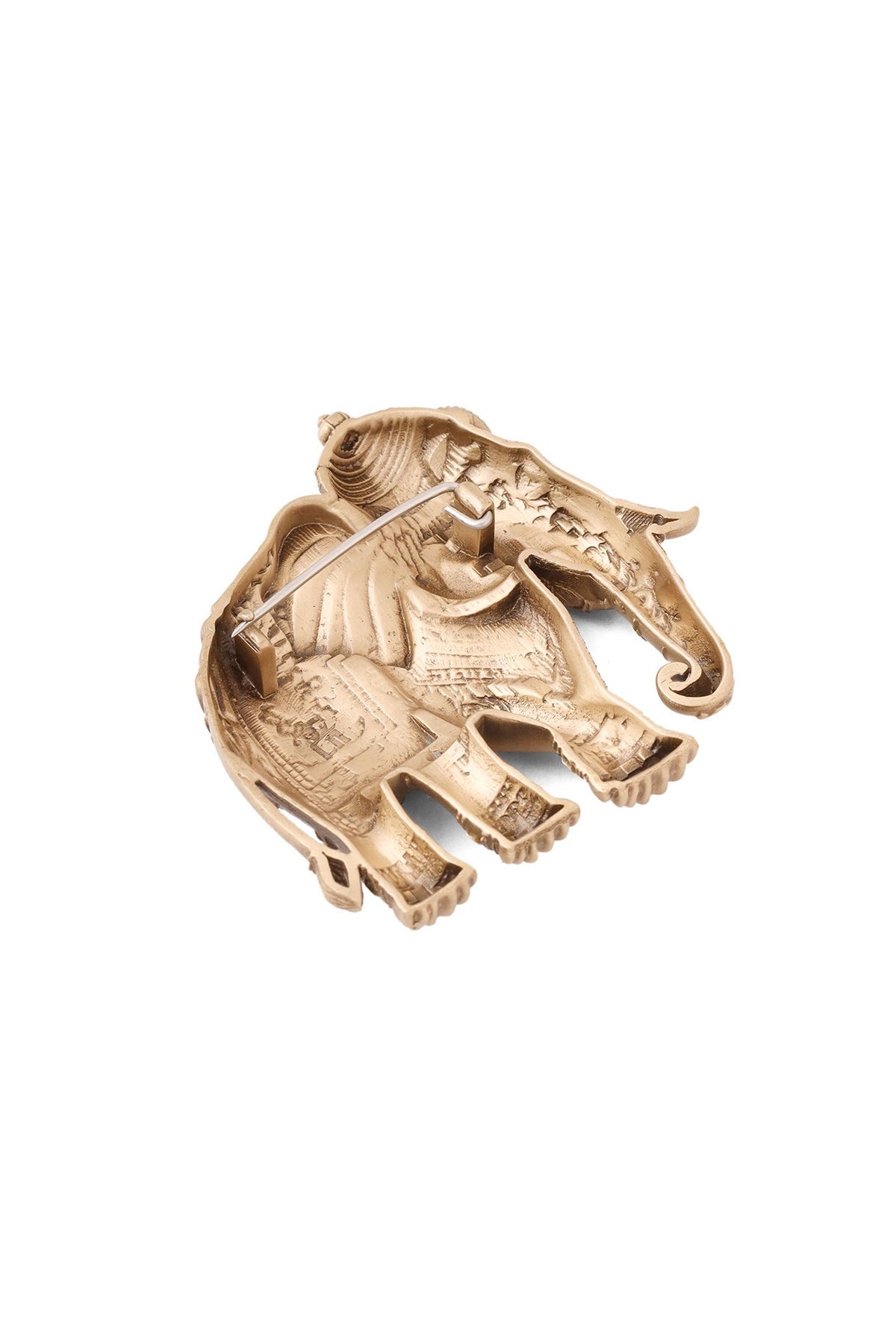 Oxidised Antique Gold Royal Maharaja Elephant Brooch