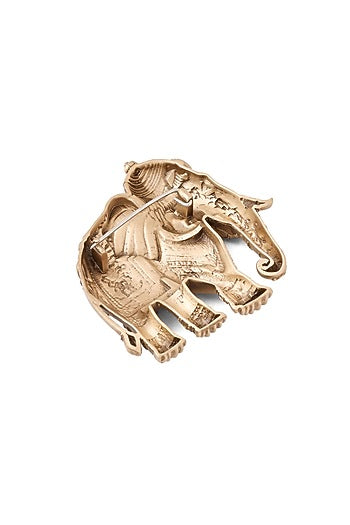 Oxidised Antique Gold Royal Maharaja Elephant Brooch
