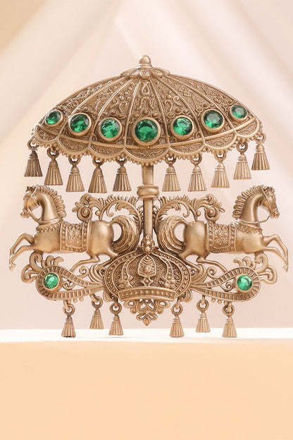 Oxidised Antique Gold Imperial Carousel Brooch