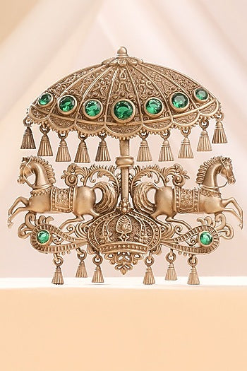 Oxidised Antique Gold Imperial Carousel Brooch