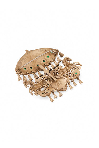 Oxidised Antique Gold Imperial Carousel Brooch