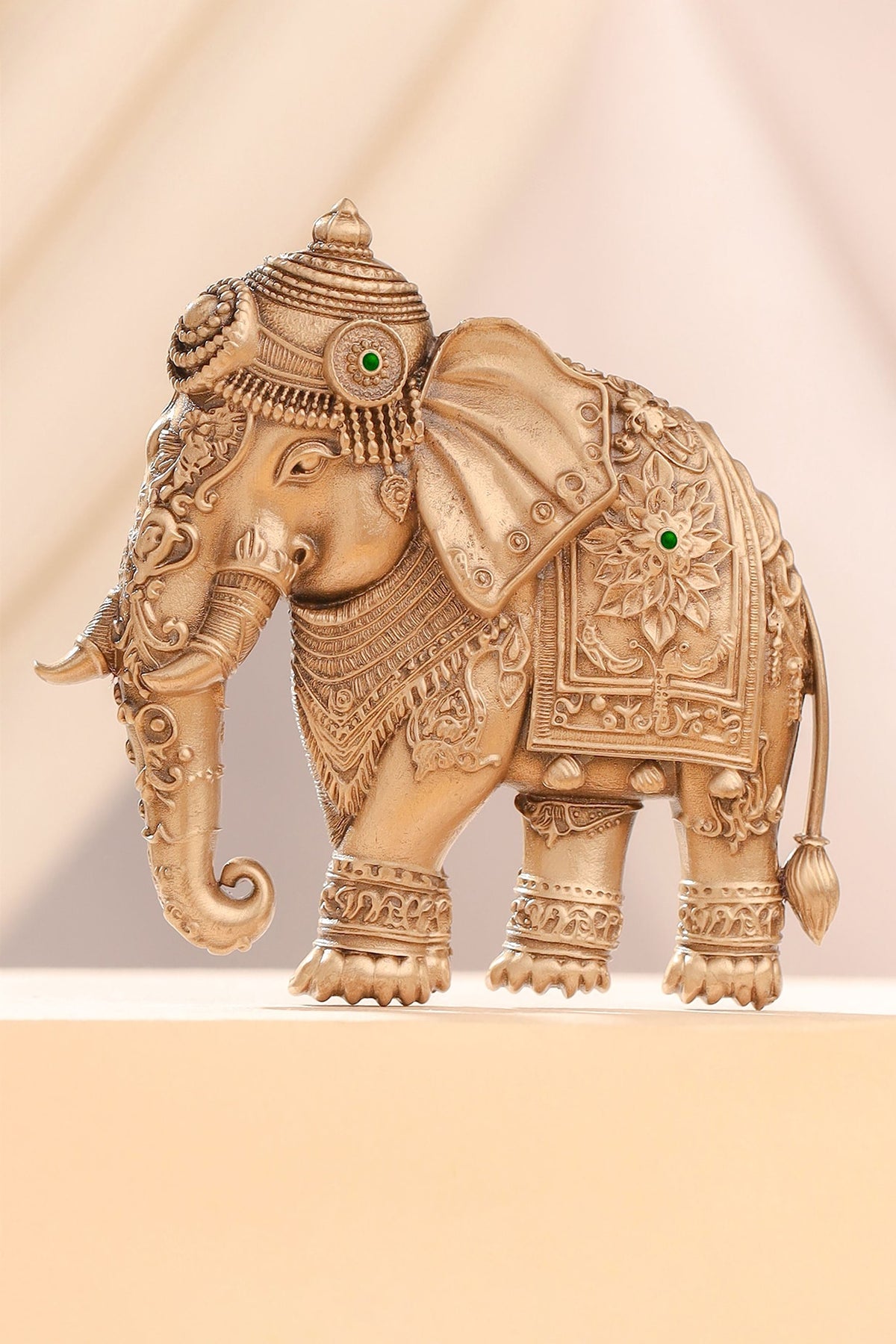 Oxidised Antique Gold Royal Elephant Regal Brooch
