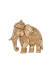 Oxidised Antique Gold Royal Elephant Regal Brooch