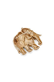 Oxidised Antique Gold Royal Elephant Regal Brooch