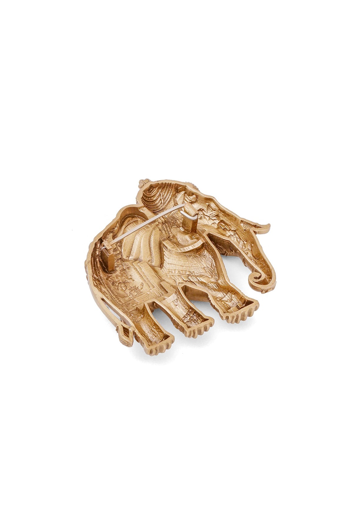 Oxidised Antique Gold Royal Elephant Regal Brooch