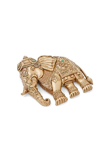 Oxidised Antique Gold Royal Elephant Regal Brooch