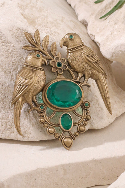 Oxidised Antique Gold Finish Brass Brooch