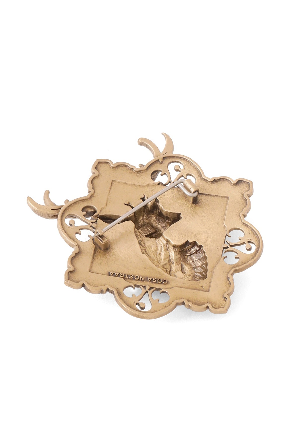 Oxidised Antique Gold Brass Brooch