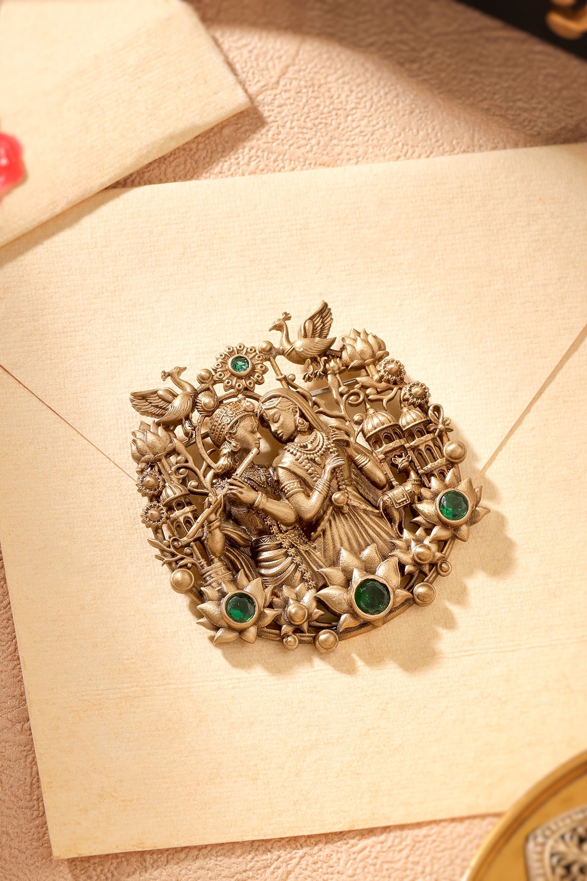 Oxidised Antique Gold Brass Brooch