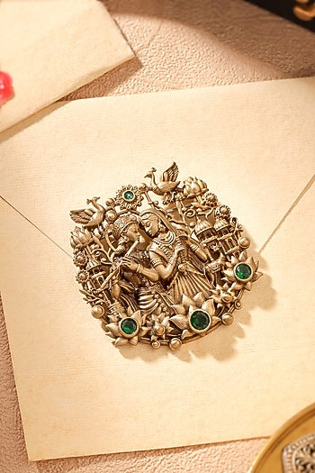 Oxidised Antique Gold Brass Brooch