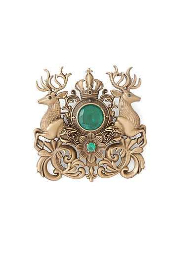 Oxidised Antique Gold Brass Brooch