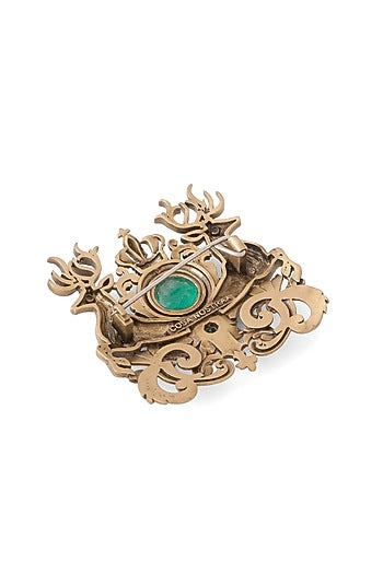 Oxidised Antique Gold Brass Brooch