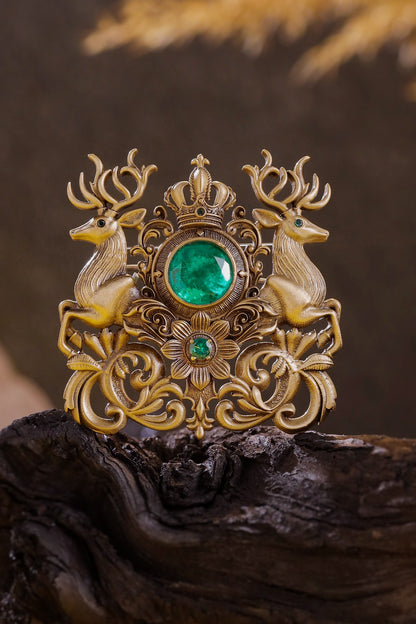 Oxidised Antique Gold Brass Brooch