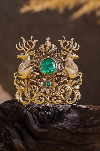Oxidised Antique Gold Brass Brooch