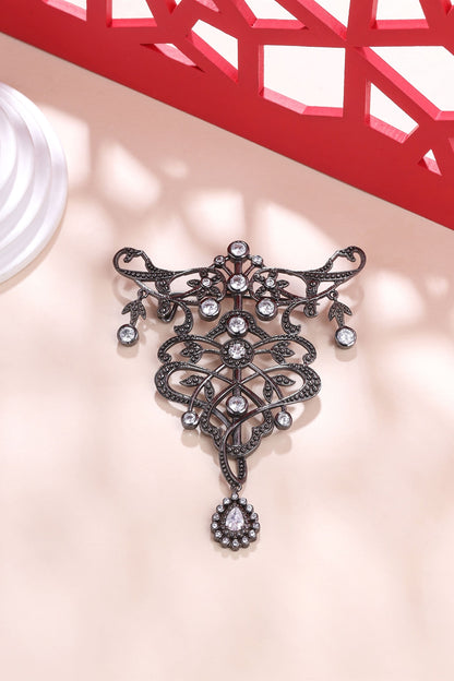 Grey Brass Brooch
