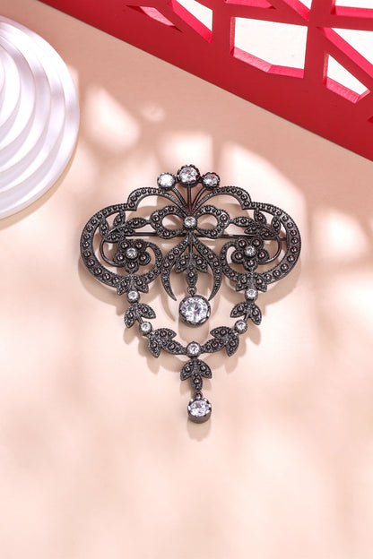 Grey Brass Brooch
