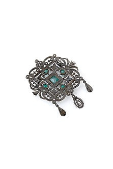 Grey Brass Brooch