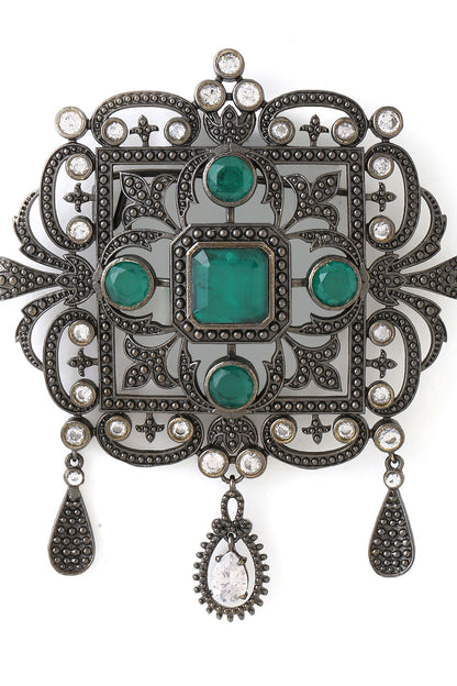 Grey Brass Brooch
