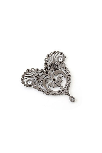 Grey Brass Brooch