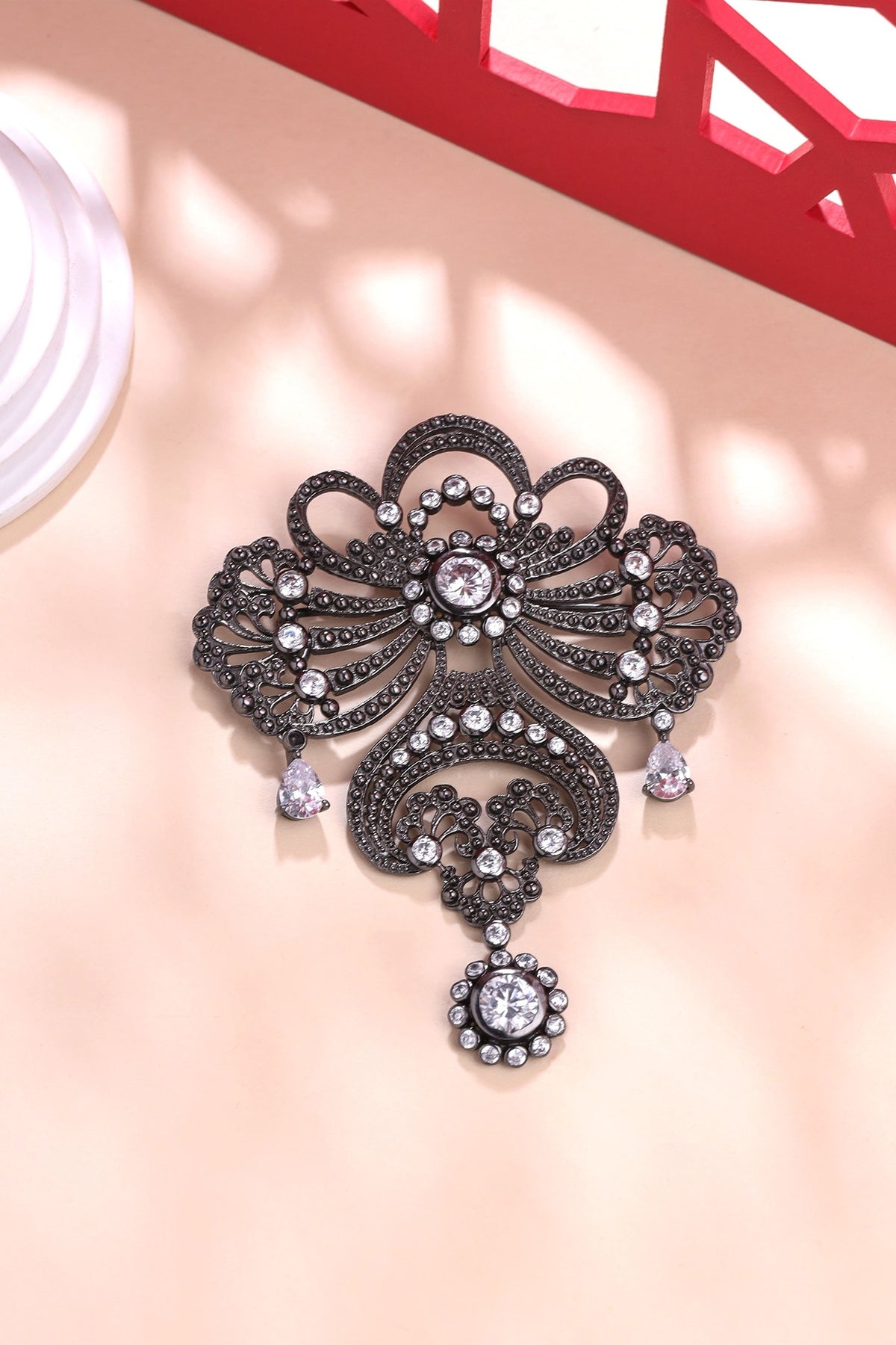 Grey Brass Brooch