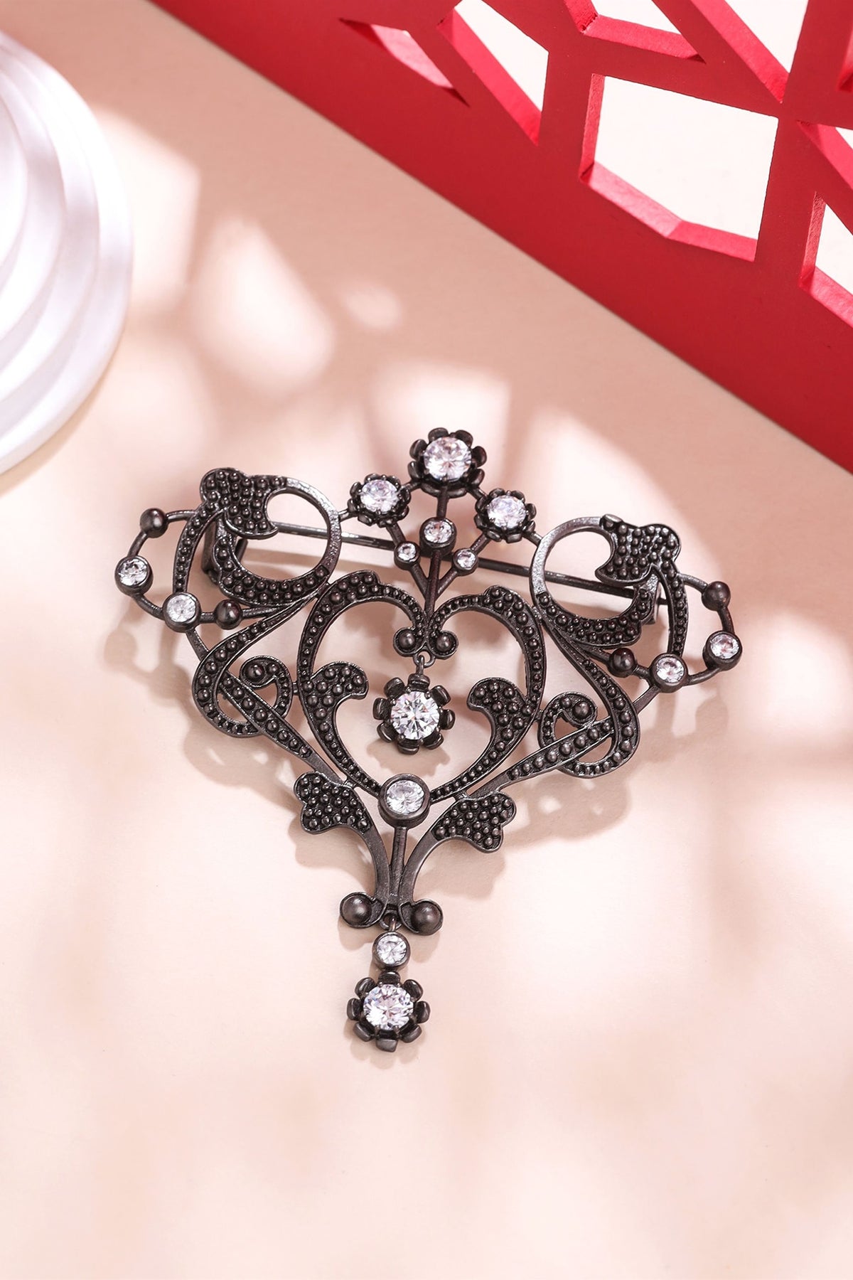 Grey Brass Brooch