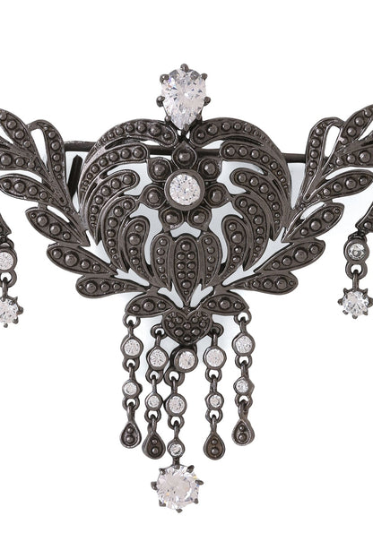 Grey Brass Brooch