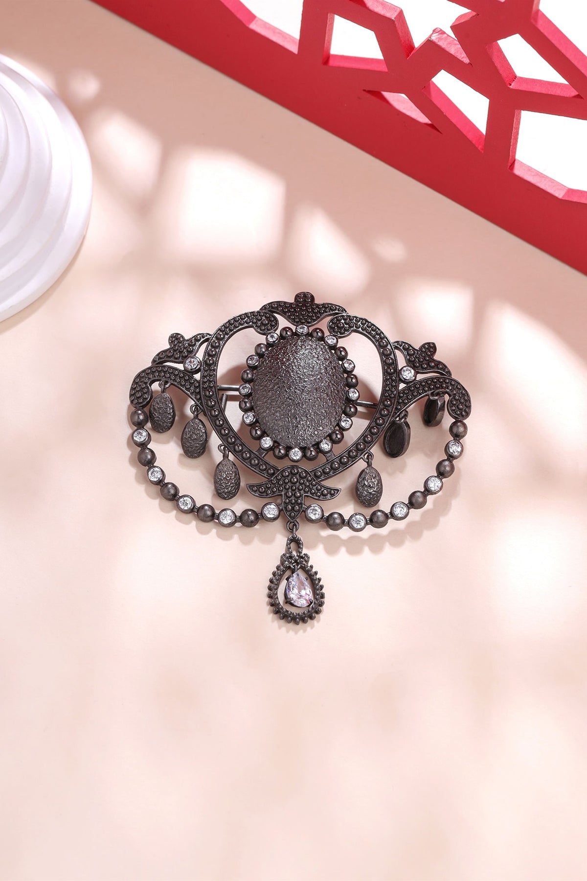 Grey Brass Brooch