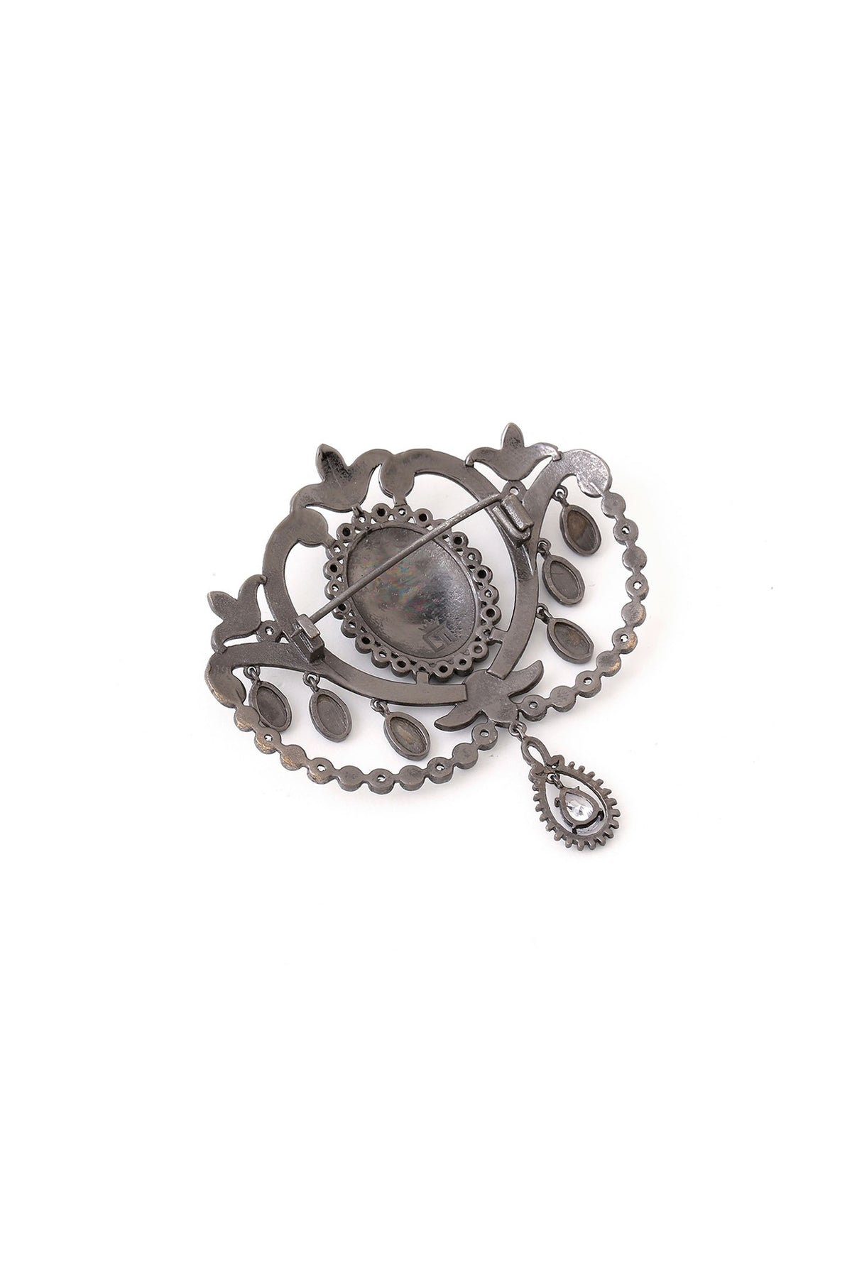 Grey Brass Brooch