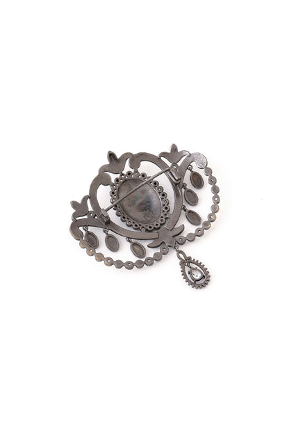 Grey Brass Brooch