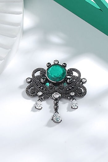 Grey Brass Brooch