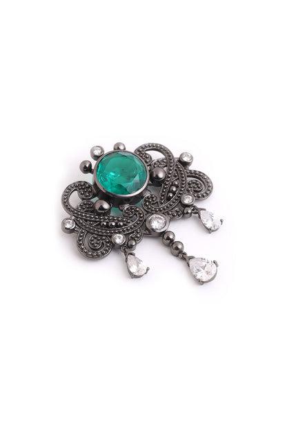 Grey Brass Brooch