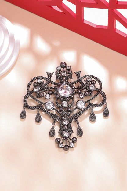 Grey Brass Brooch