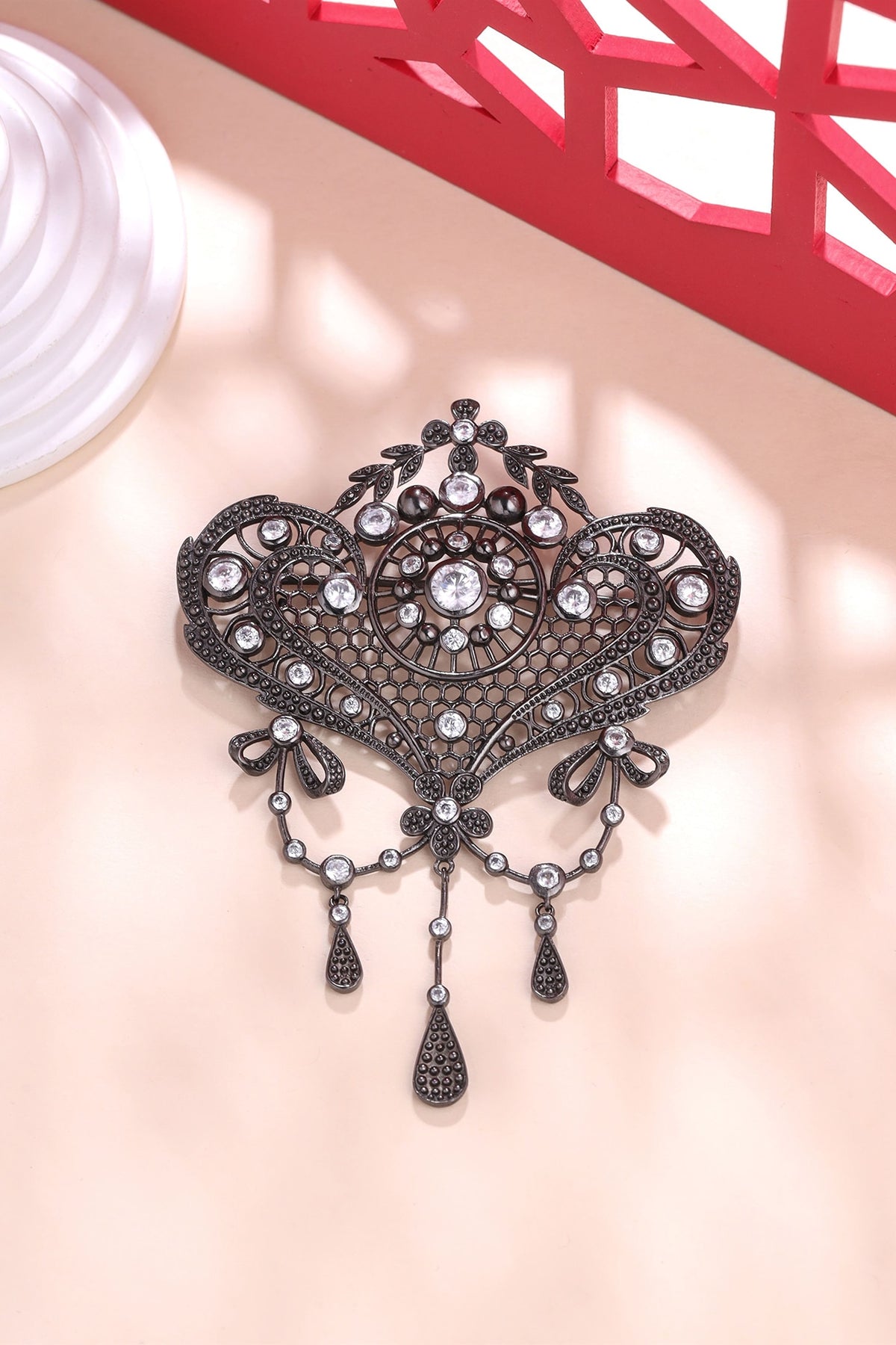 Grey Brass Brooch
