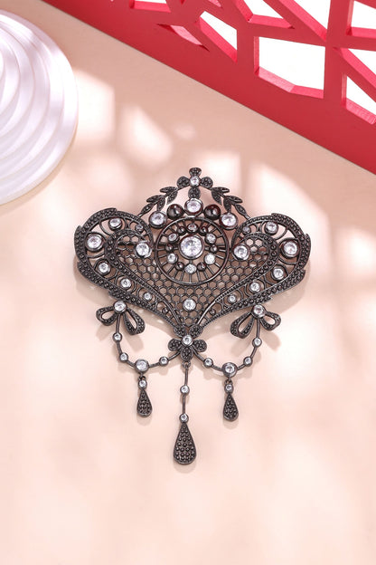 Grey Brass Brooch