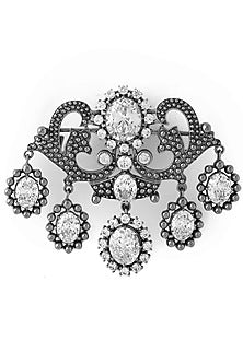 Grey Brass Brooch