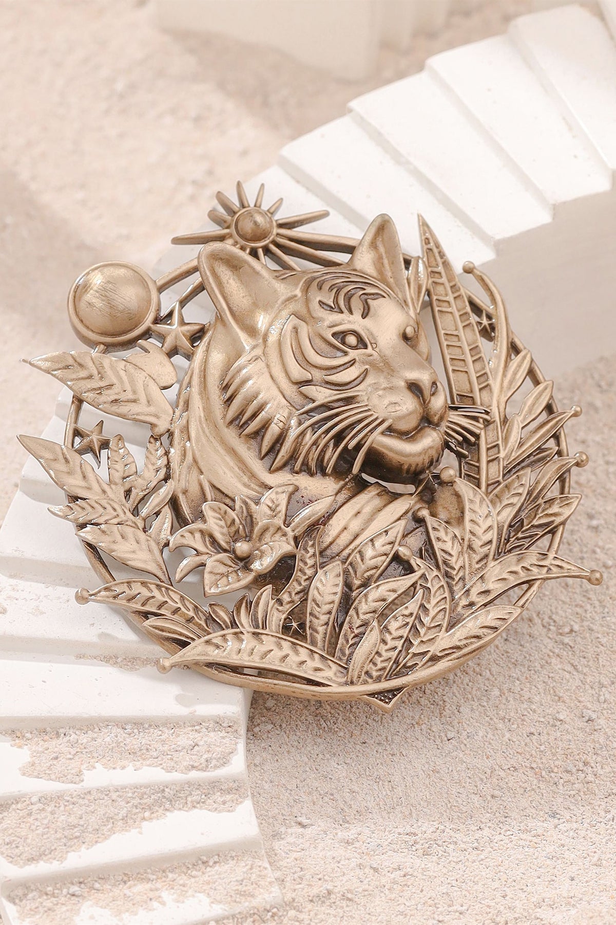 Antique Gold Brass Brooch & Buttons (Set Of 5)