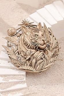 Antique Gold Brass Brooch & Buttons (Set Of 5)