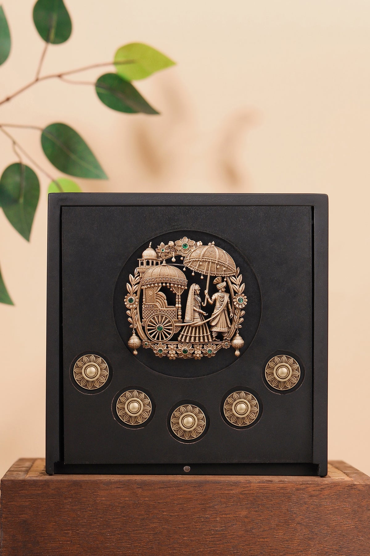 Antique Gold Brass Brooch & Buttons (Set Of 5)