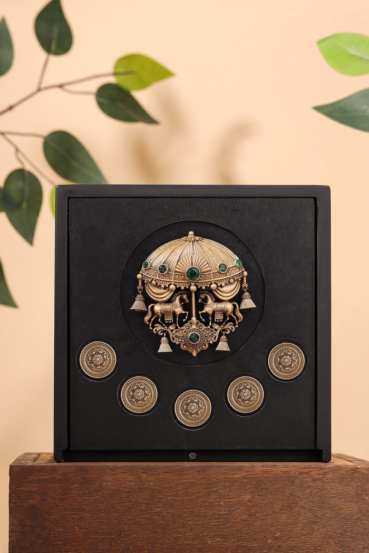 Antique Gold Brass Brooch & Buttons (Set Of 5)