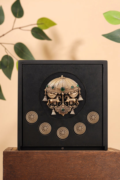 Antique Gold Brass Brooch & Buttons (Set Of 5)