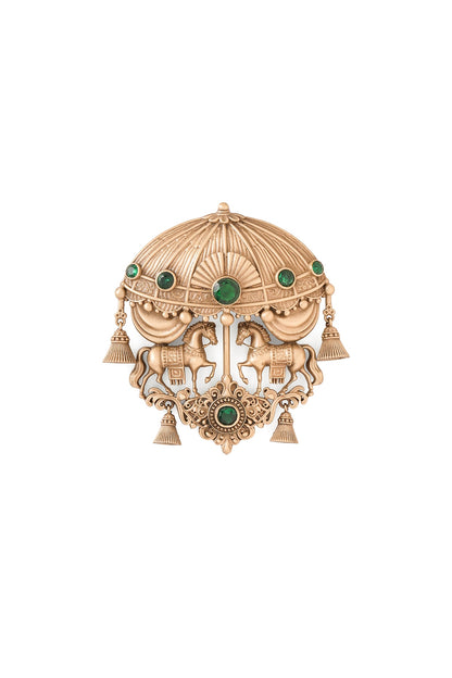 Antique Gold Brass Brooch & Buttons (Set Of 5)