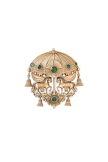 Antique Gold Brass Brooch & Buttons (Set Of 5)