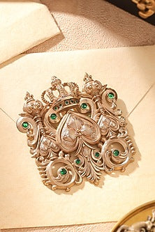 Oxidised Antique Gold Finish Brass Brooch