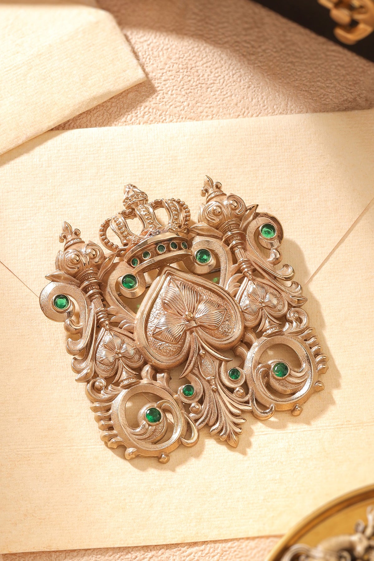 Oxidised Antique Gold Finish Brass Brooch