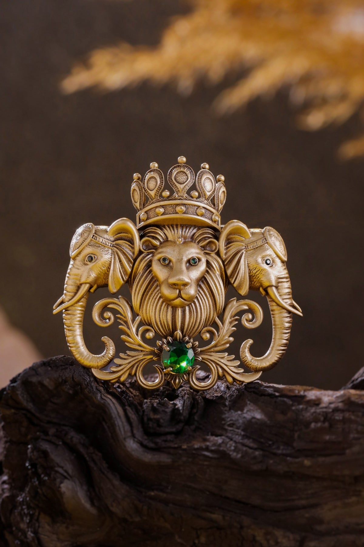 Oxidised Antique Gold Brass Brooch