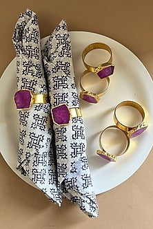 Pink Agate & Metal Napkin Rings (Set of 6)