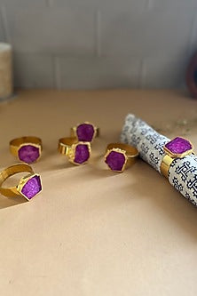 Pink Agate & Metal Napkin Rings (Set of 6)