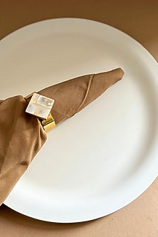 White Mother Of Pearl Diamond-Shaped Napkin Rings (Set Of 6)