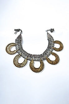 Two-Tone Finish Beaded Kuchi Floral Choker Necklace